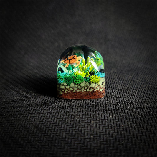 Green Sea Turtle Coral Dom keycap